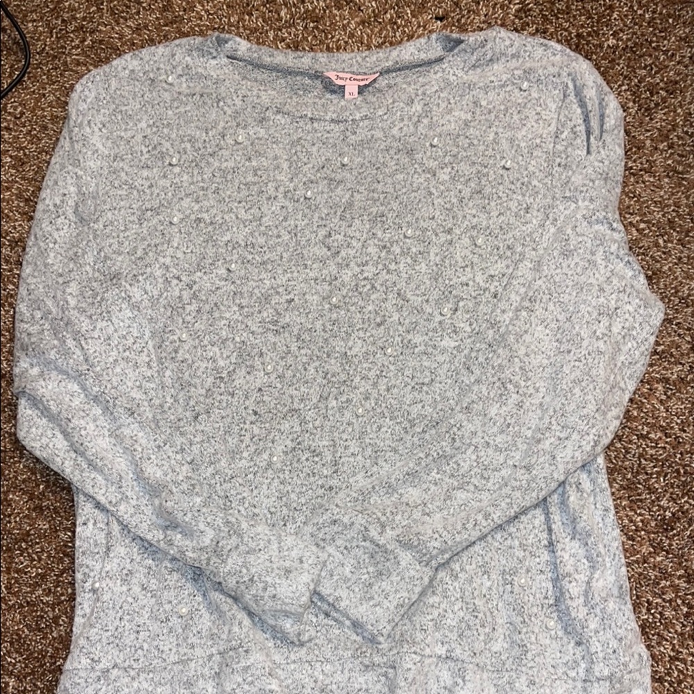 Juicy Couture Gray Crew Neck Sweater with Textured Knit